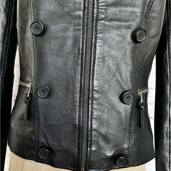 BOD & CHRISTENSEN Ariel Black Long Sleeve Genuine Leather Biker Jacket--M - Picture 4 of 16